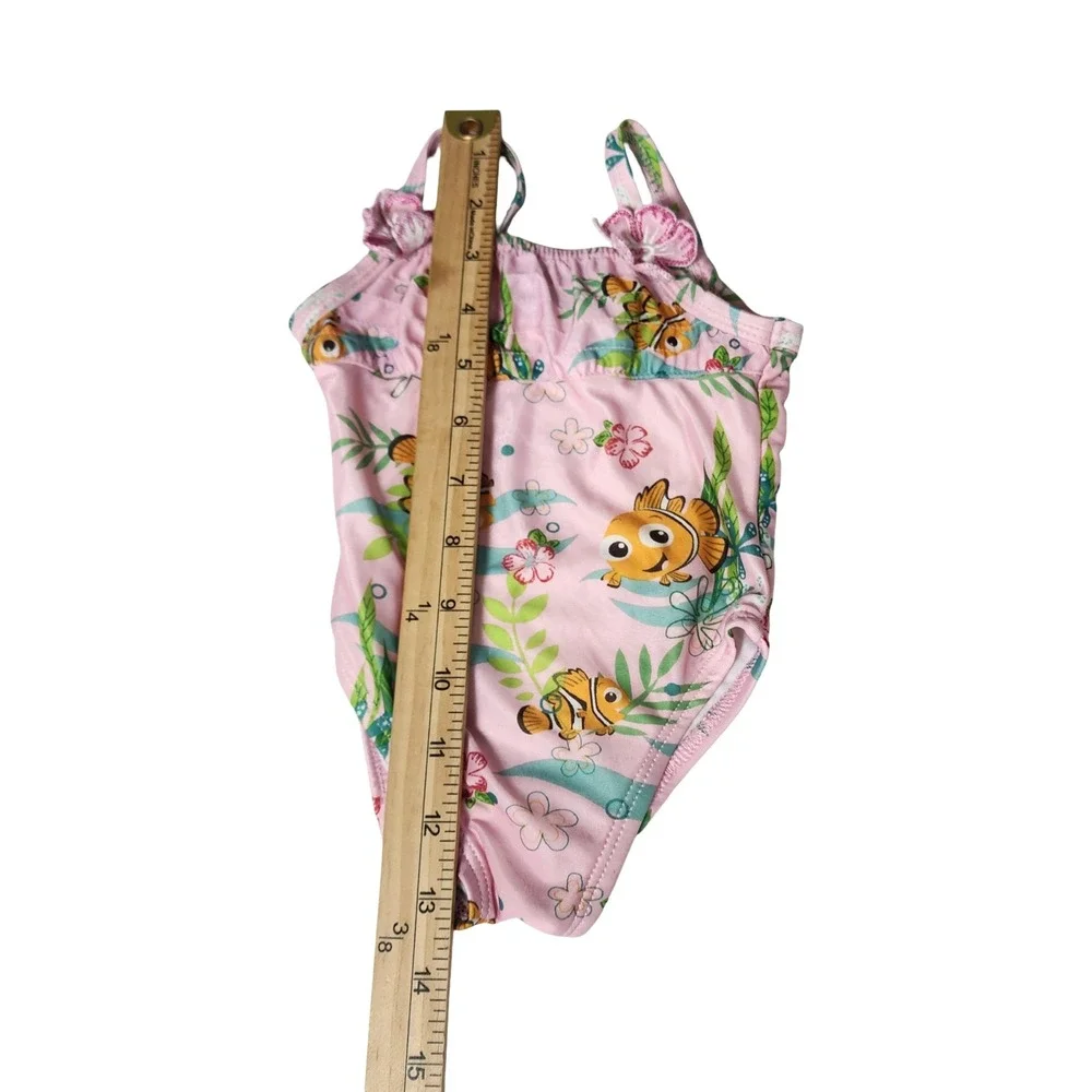 Disney Pixar Finding Nemo Baby Girls Pink One Piece Swimsuit 3D Flower 12M